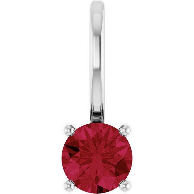 Sterling Silver Imitation Ruby Solitaire Charm/Pendant