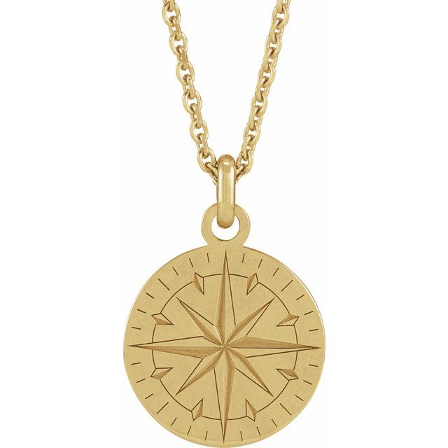 14K Yellow Gold Compass Necklace