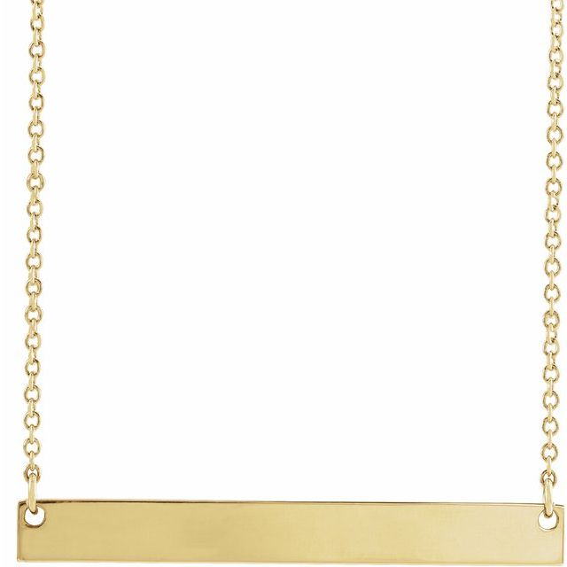 14K Yellow Gold Engravable Bar Necklace