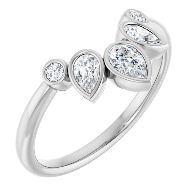 14K White Gold 3/8 CTW Natural Diamond Bezel-Set Contour Band