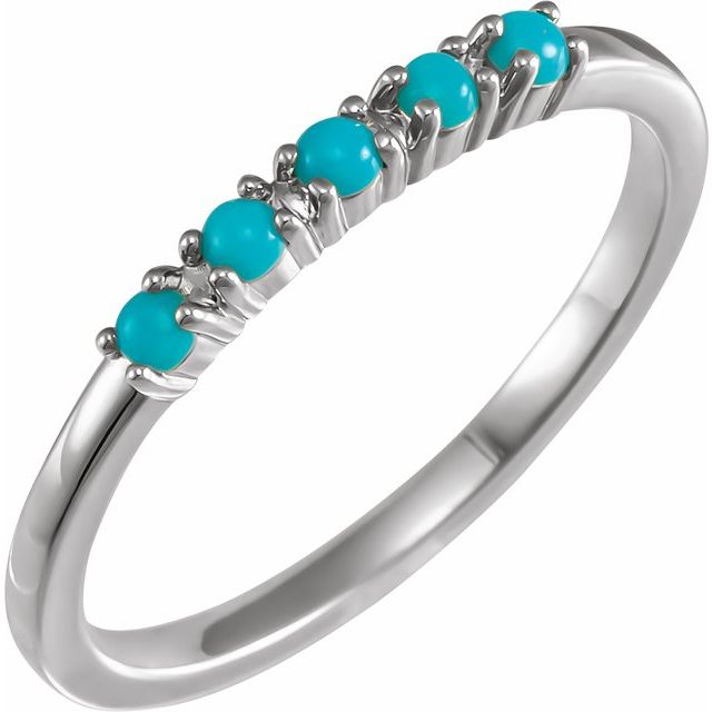 Sterling Silver Natural Turquoise Cabochon Stackable Ring