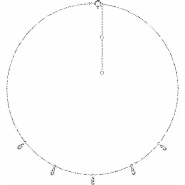 14K White Gold Diamond Constellation Station Necklace