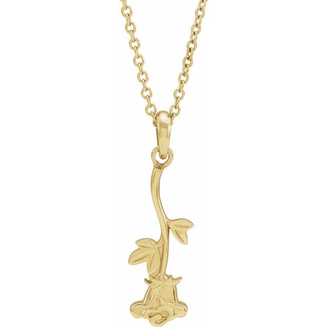 14K Yellow Gold Rose Necklace