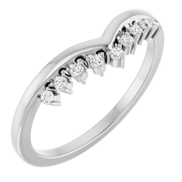 14K White Gold .08 CTW Natural Diamond Contour Band