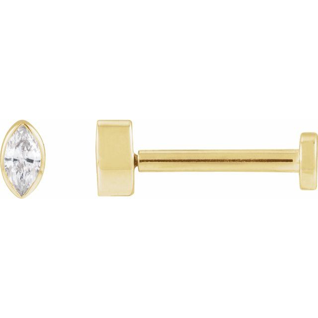 14K Yellow Gold .03 CT Natural Diamond Press Fit Back Stud Earrings