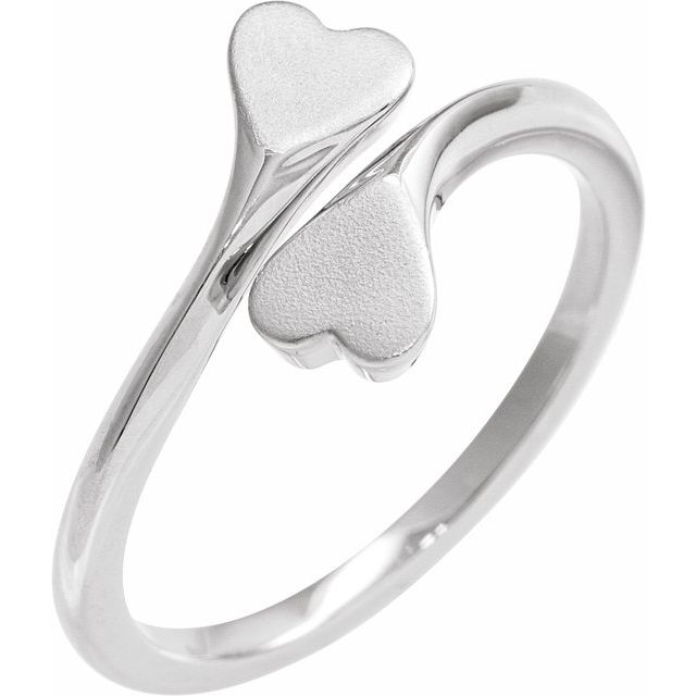 Platinum Double Heart Bypass Ring