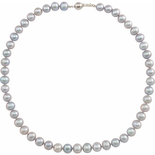 Sterling Silver Cultured Gray Freshwater Pearl Necklace