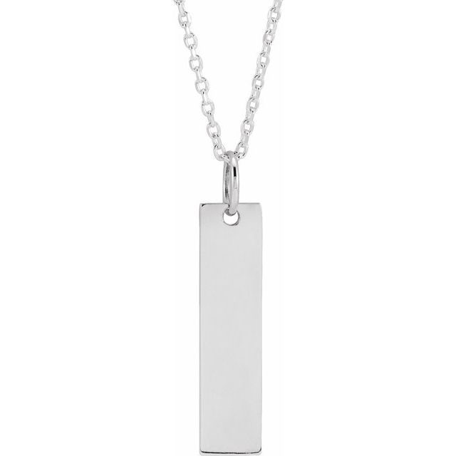 Sterling Silver 20x5 mm Engravable Bar Necklace