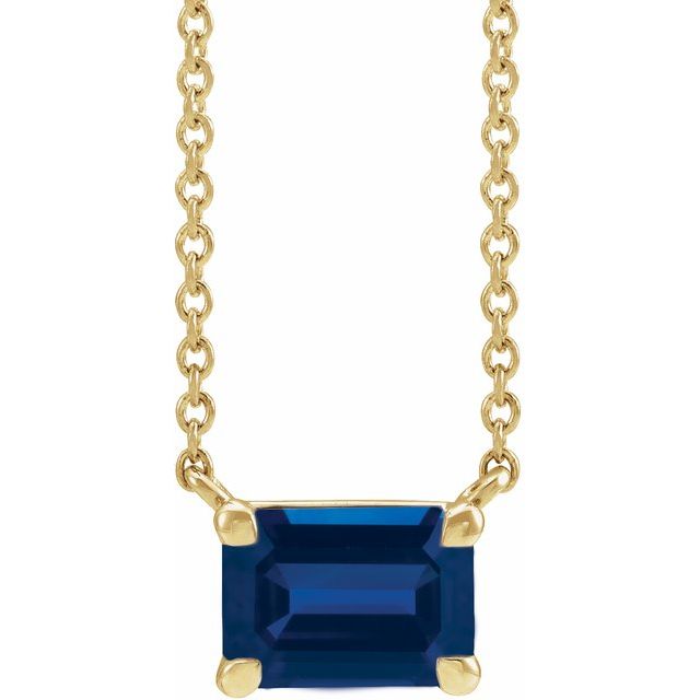 14K Yellow Gold Lab-Grown Blue Sapphire Necklace