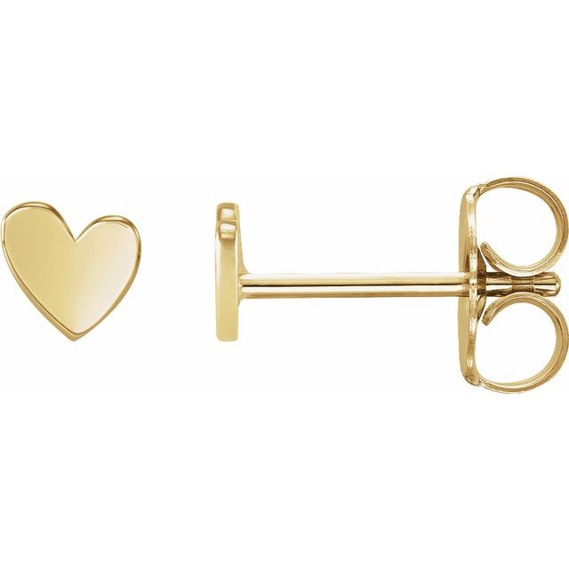14K Yellow Gold 4 mm Asymmetrical Heart Earrings