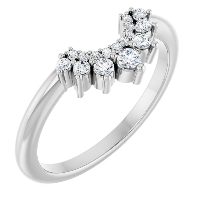 14K White Gold 1/6 CTW Natural Diamond Contour Band