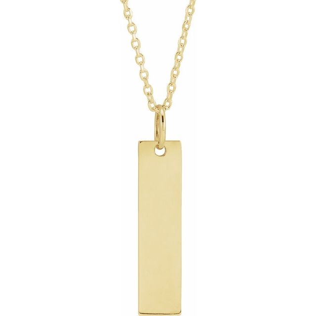 14K Yellow Gold 20x5 mm Engravable Bar Necklace