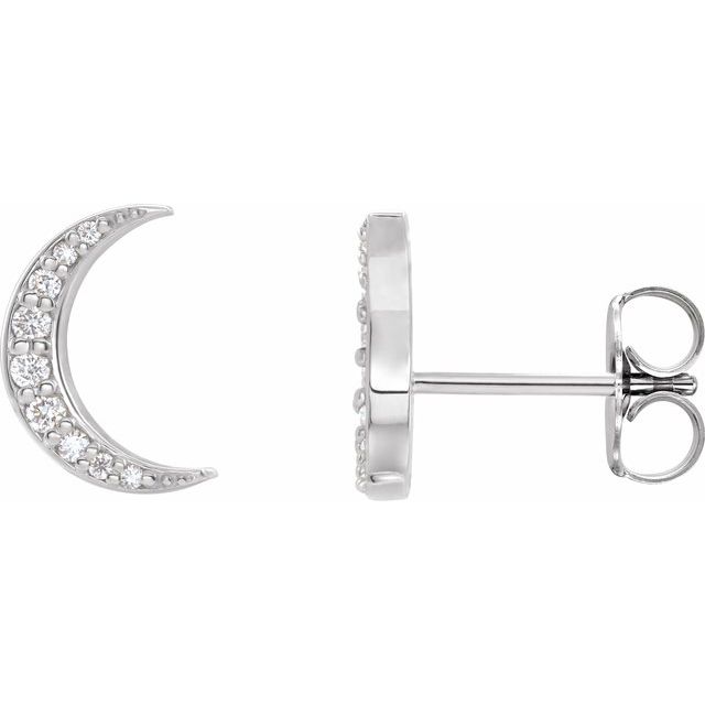 14K White Gold 1/10 CTW Natural Diamond Crescent Moon Earrings