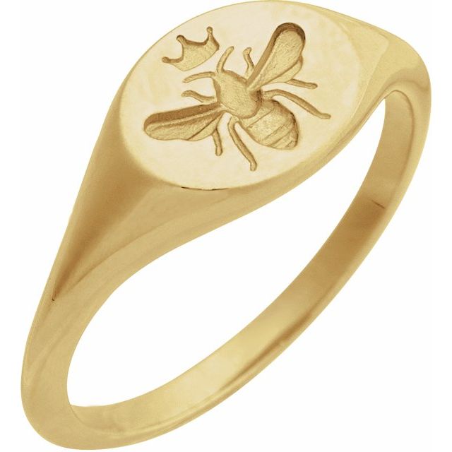 Intaglio Bee Signet Ring in 14K yellow gold