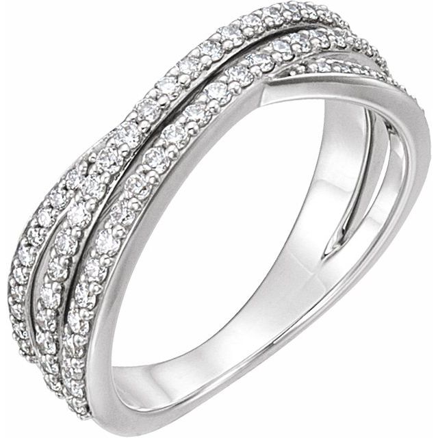 14K White Gold Diamond Criss-Cross Ring