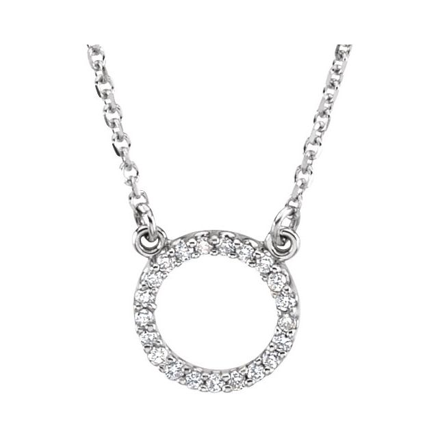14K White Gold Diamond Circle Necklace