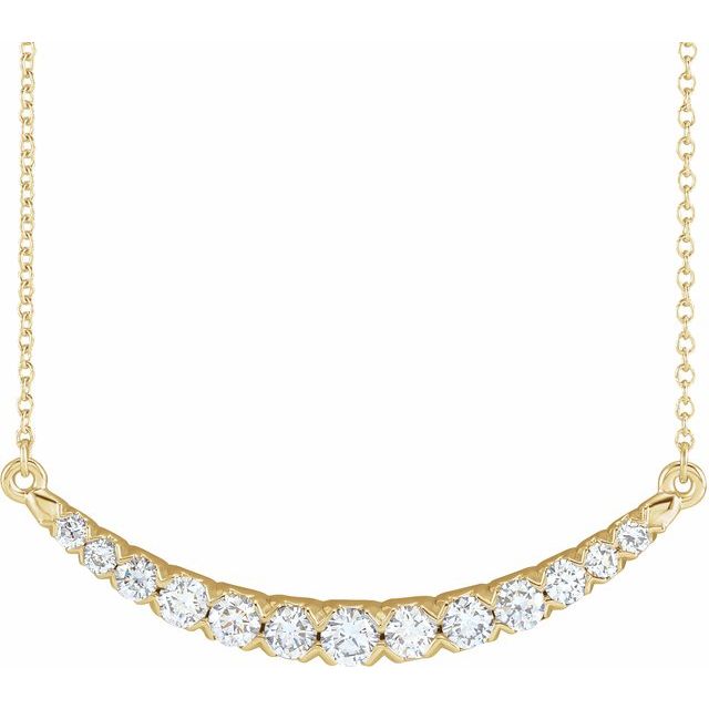 14K Yellow Gold 3/4 CTW Lab-Grown Diamond French-Set Bar Necklace