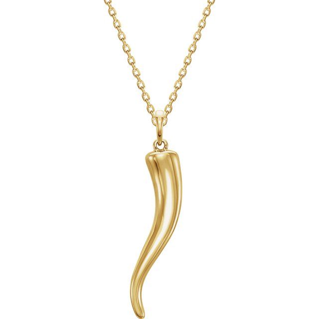 14K Yellow Gold Italian Horn Necklace