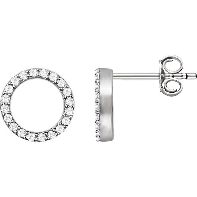 14K White Gold 1/5 CTW Natural Diamond Circle Earrings