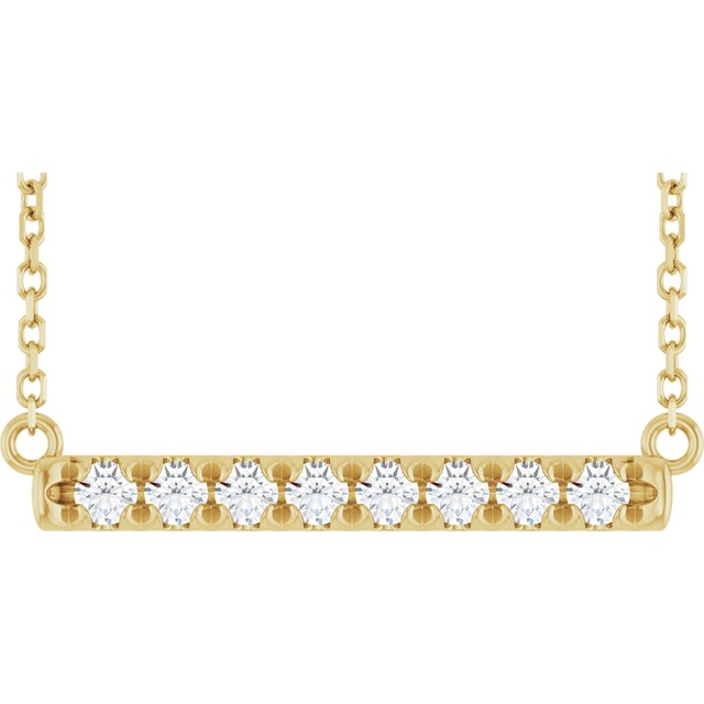 14K Yellow Gold 1/4 CTW Lab-Grown Diamond French-Set Bar 18" Necklace
