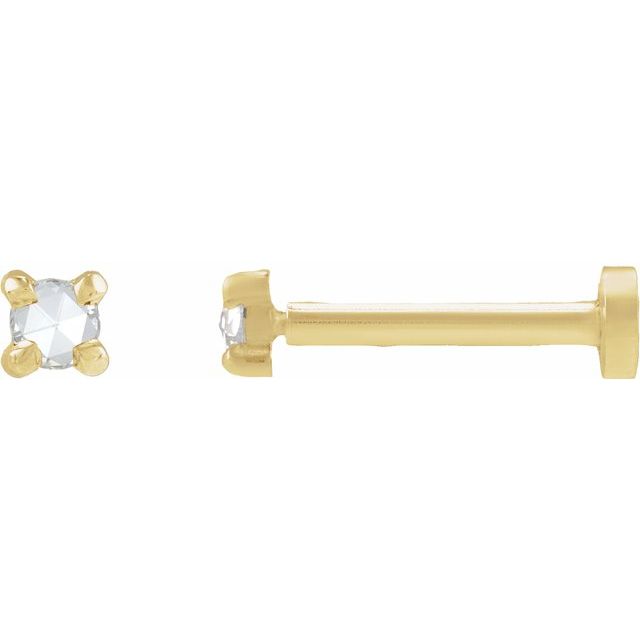 14K Yellow Gold .02 CT Rose-Cut Natural Diamond Stud Earrings
