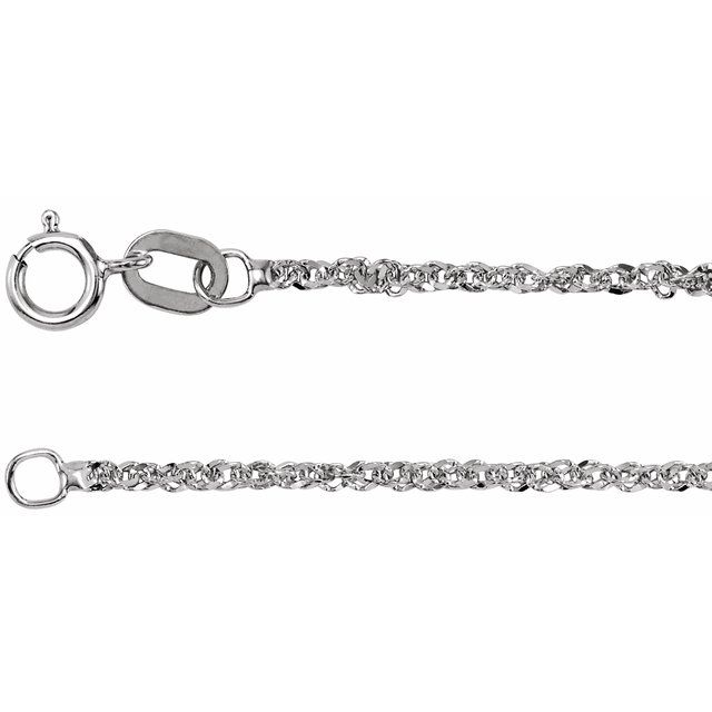 14K White Gold Diamond-Cut Singapore Chain