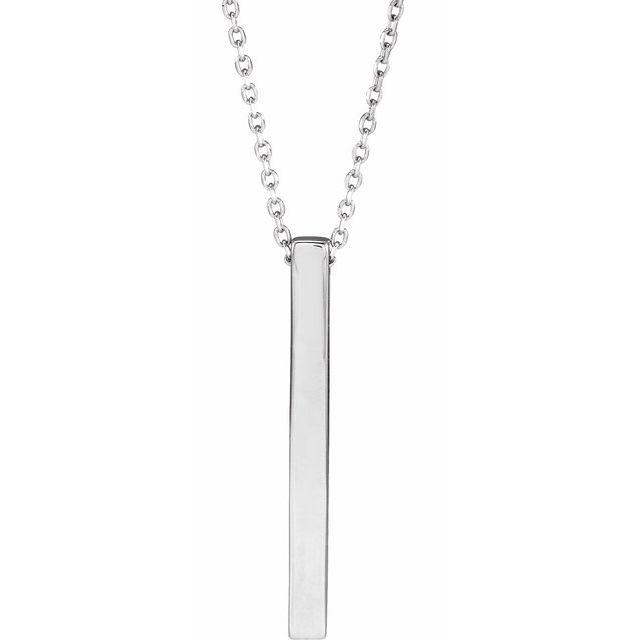 Sterling Silver Engravable Four-Sided Bar Necklace