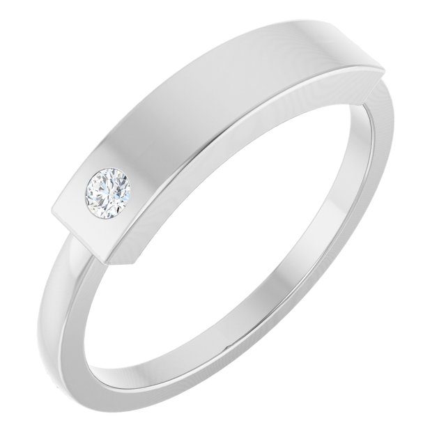 Sterling Silver .03 CT Natural Diamond Stackable Family Signet Ring