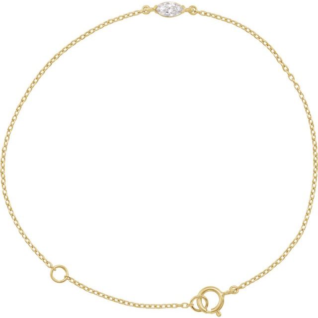 14K Yellow Gold 1/4 CT Lab-Grown Diamond 6 1/2-7 1/2" Bracelet