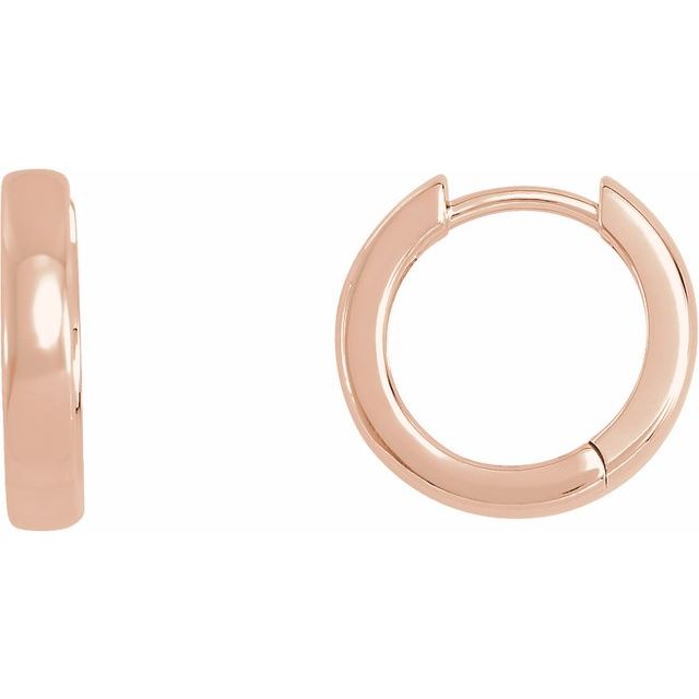 14K Rose Gold Hinged 14 mm Hoop Earrings