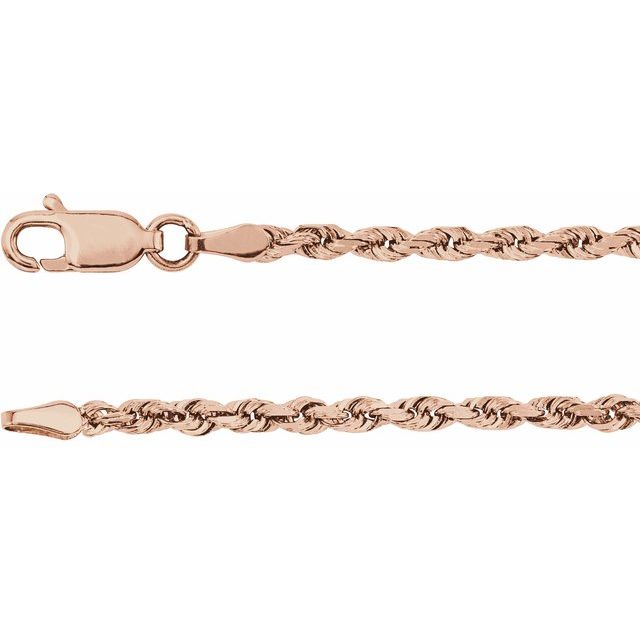 14K Rose Gold 14K Rose Gold 2.5 mm Diamond-Cut Rope 16" Chain