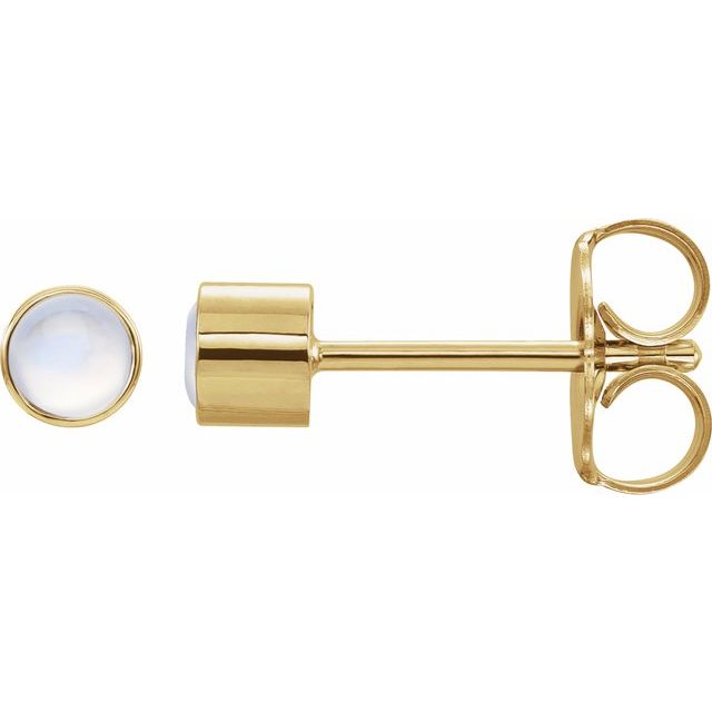 14K Yellow Gold Natural Rainbow Moonstone Bezel-Set Earrings