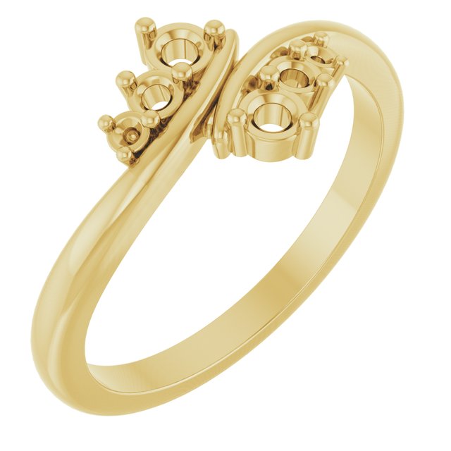 14K Yellow Gold Natural Ruby Graduated Bypass Ring
