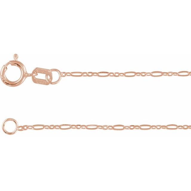 14K Rose Gold 14K Rose Gold 1.25 mm Figaro 7" Chain