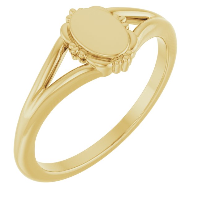 14K Yellow Gold Vintage-Inspired Engravable Signet Ring