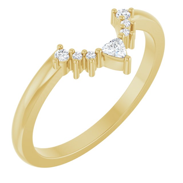 14K Yellow Gold 1/10 CTW Natural Diamond Contour Band