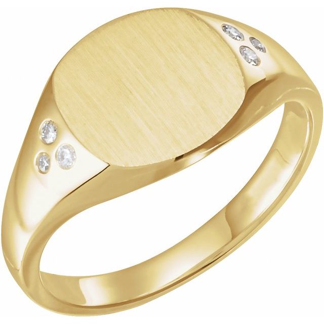 14K Yellow Gold Diamond Square Signet Ring