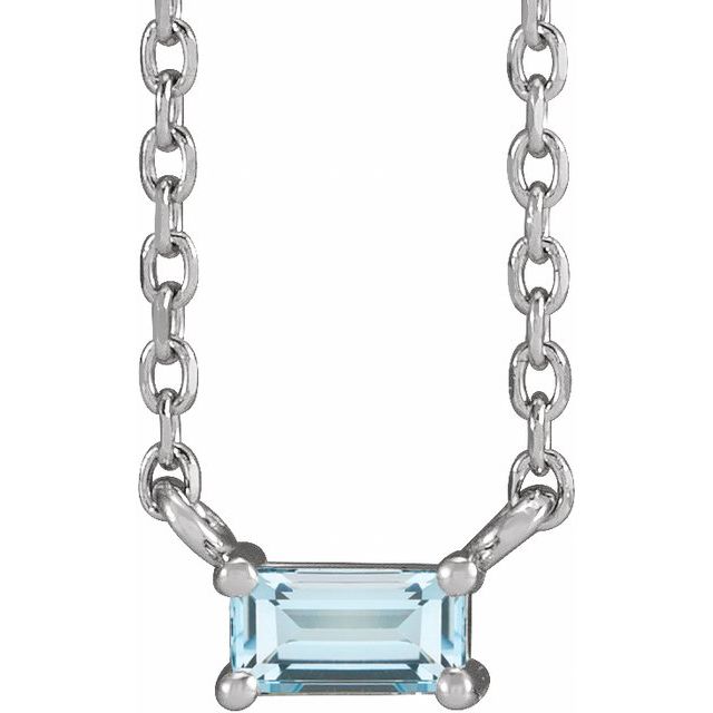 Sterling Silver Natural Sky Blue Topaz Solitaire Necklace