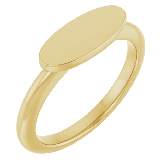 14K Yellow Gold Elongated Oval Signet Ring