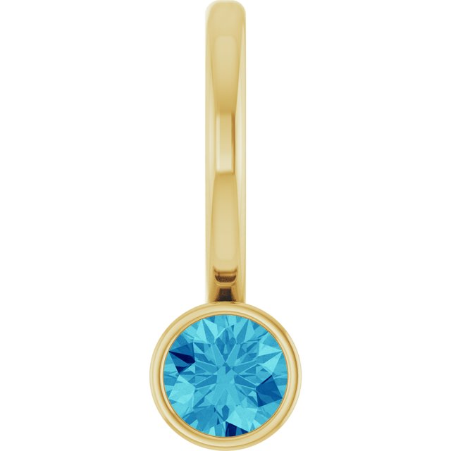 14K Yellow Gold Natural Blue Zircon Charm/Pendant