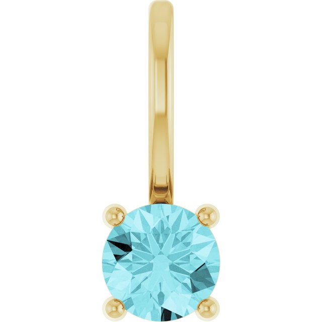 14K Yellow Gold Imitation Blue Zircon Solitaire Charm/Pendant
