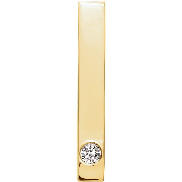 14K Yellow Gold .06 CT Natural Diamond Family Engravable Bar Pendant