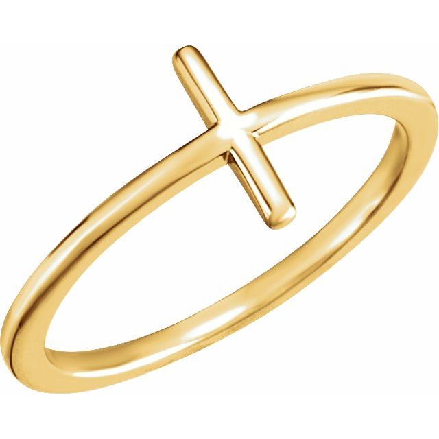 14K Yellow Gold Sideways Cross Ring