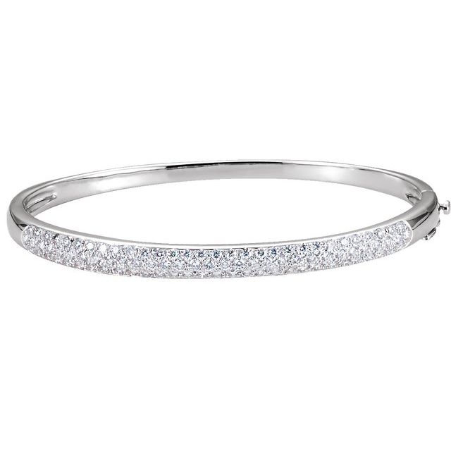 14K White Gold 1 1/2 CTW Natural Diamond Bangle