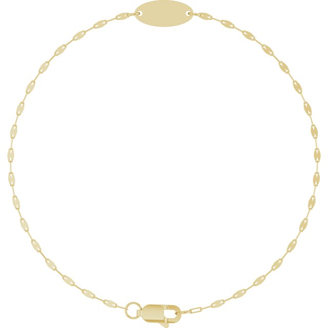 14K Yellow Gold Engravable Keyhole Link Bracelet