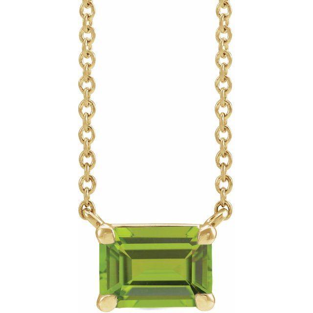 14K Yellow Gold Natural Peridot Necklace