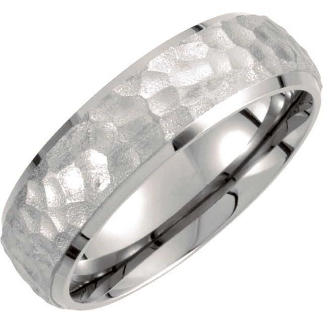 Titanium Titanium Beveled-Edge Hammered Inlay Band