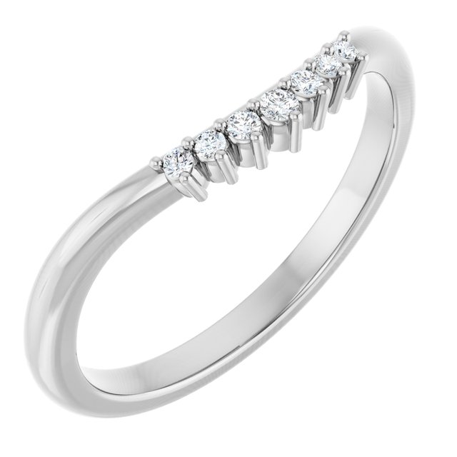 14K White Gold .06 CT Natural Diamond Contour Band