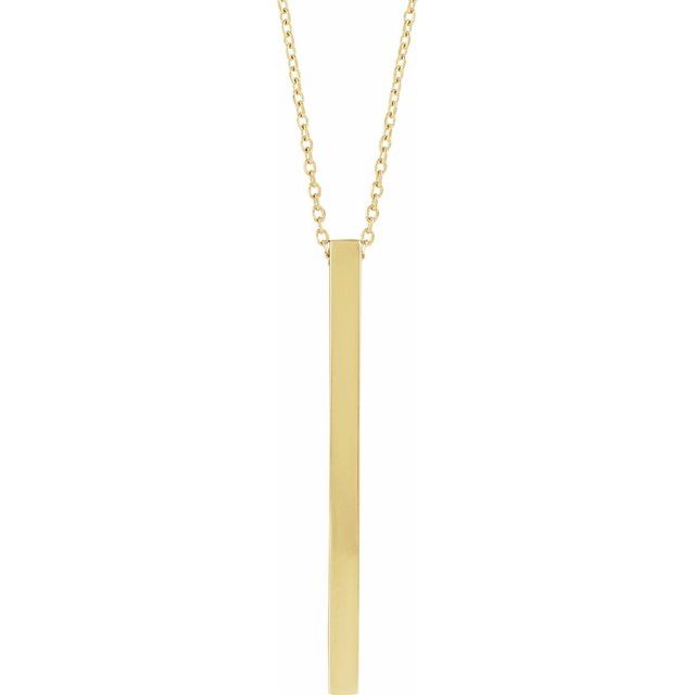 14K Yellow Gold Engravable Four-Sided Bar Necklace