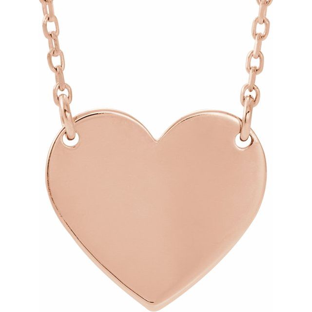 14K Rose Gold Engravable Heart Necklace